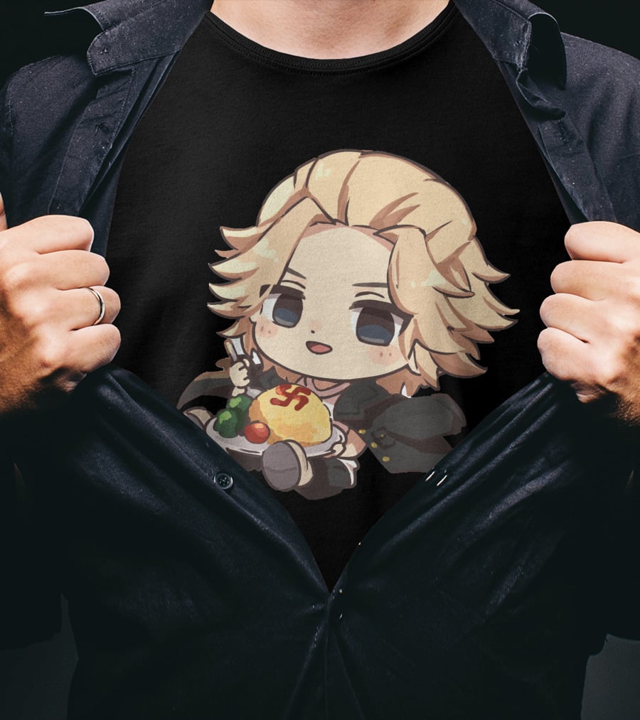 Mikey Holding Omurice Dish Tokyo Revengers Chibi Character T-Shirt