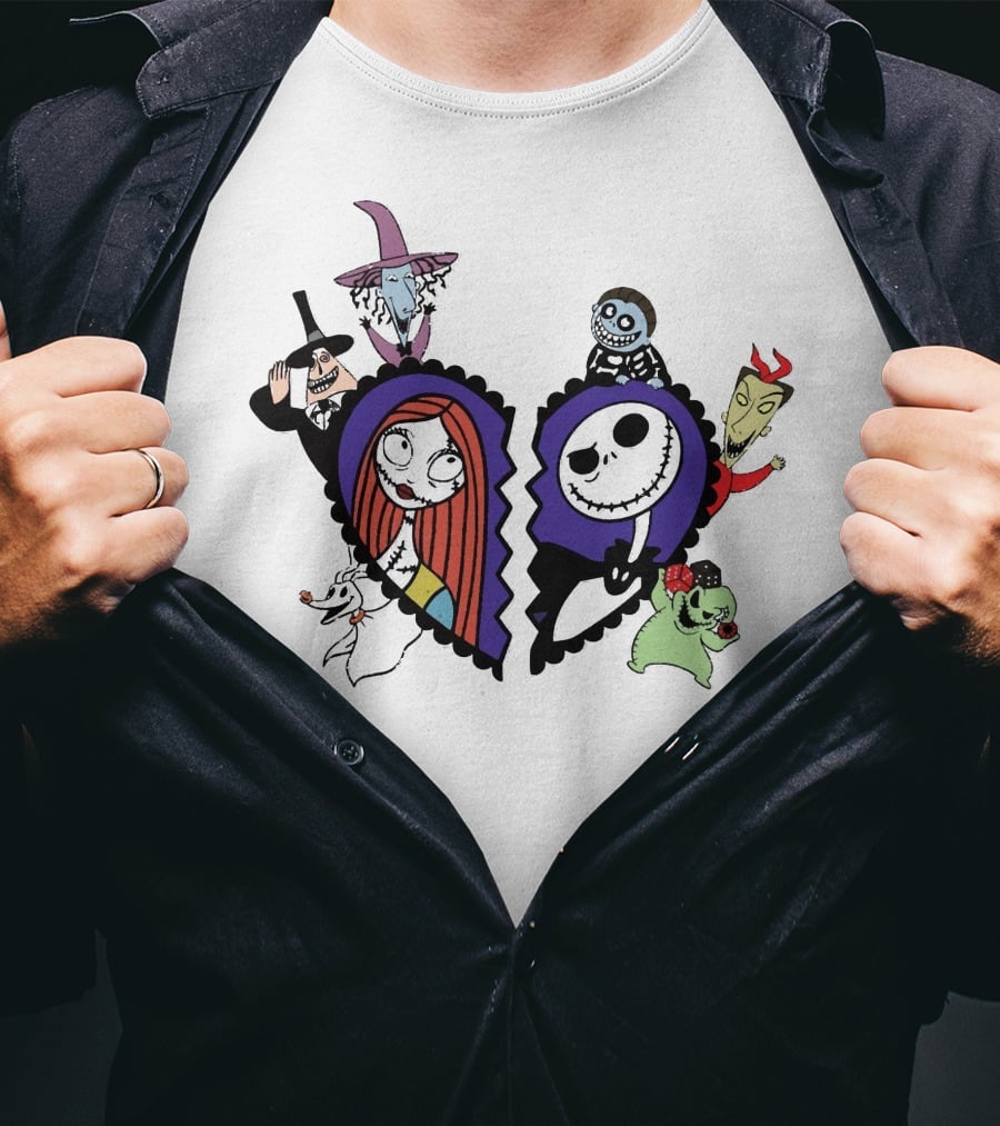 Jack And Sally Nightmare Before Christmas Characters T-Shirt