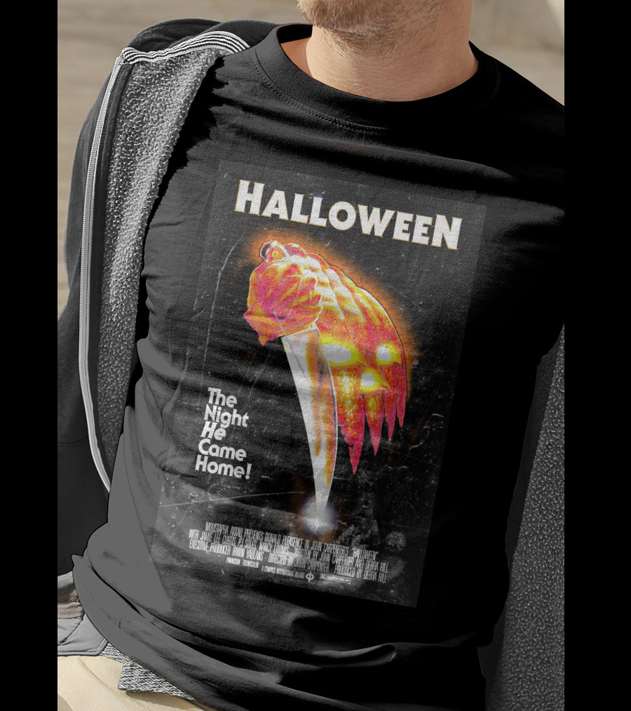Halloween The Night He Came Home Knife Pumpkin Mask T-Shirt