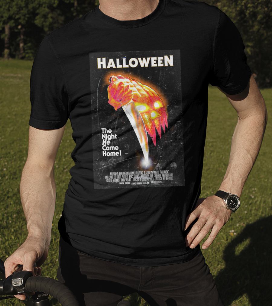 Halloween The Night He Came Home Knife Pumpkin Mask T-Shirt