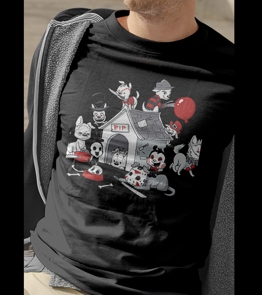 RIP Horror Dogs Icons With Mask And Balloon T-Shirt