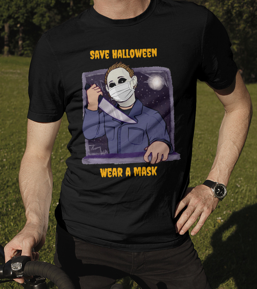 Michael Myers Save Halloween Wear A Mask Horror Knife Scene T-Shirt