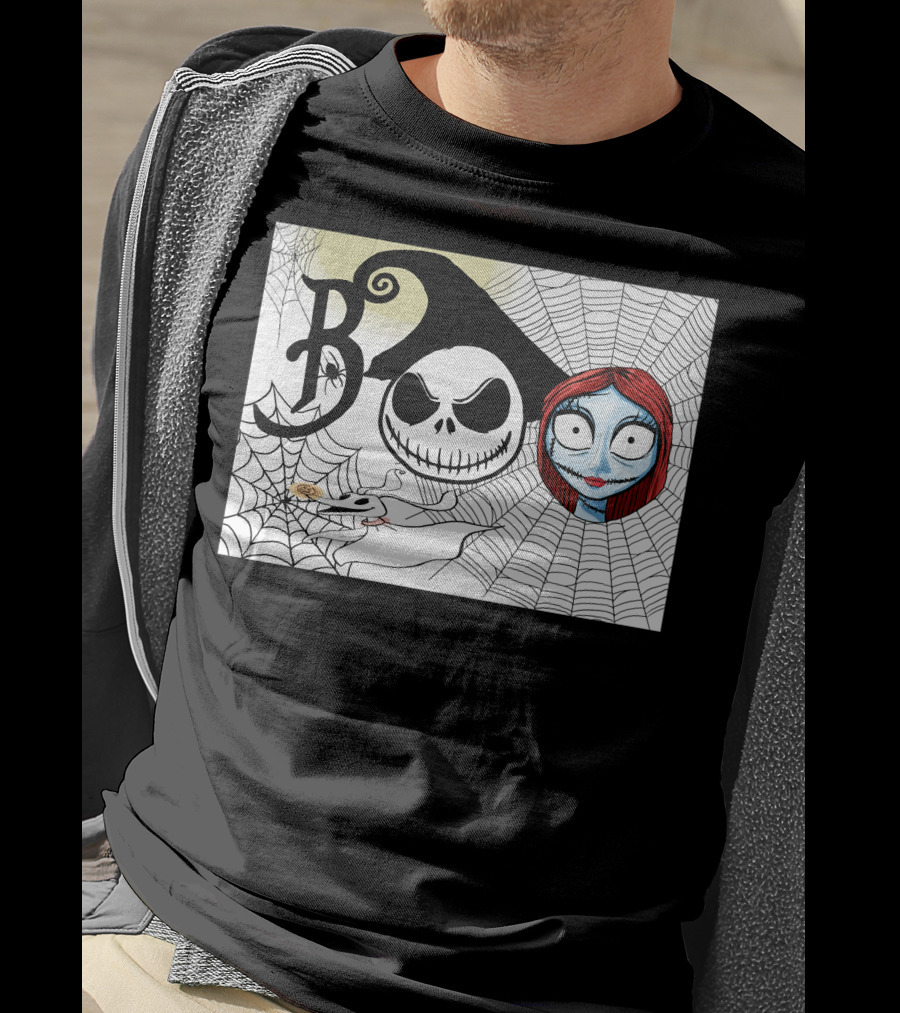 Jack And Sally Boo Halloween Nightmare Web T-Shirt