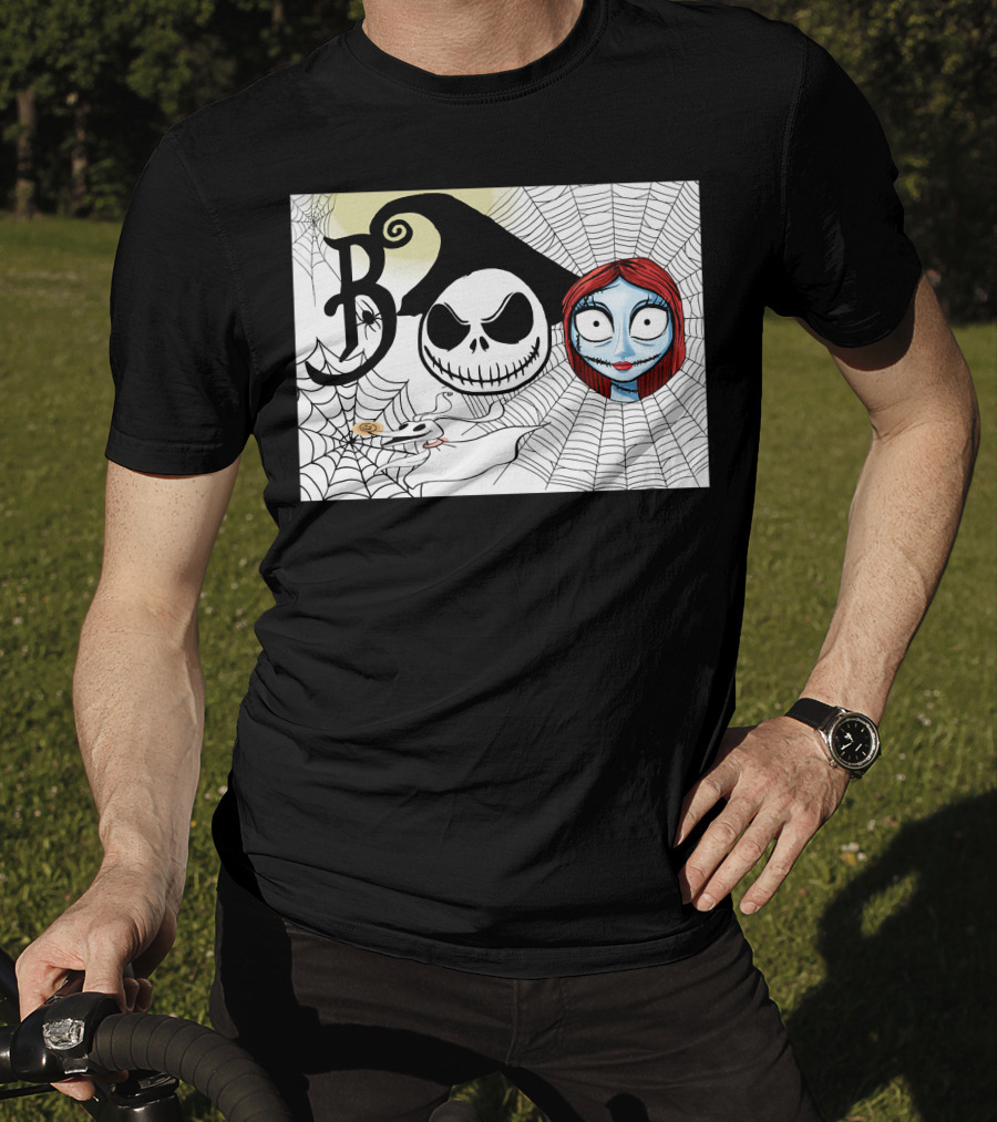 Jack And Sally Boo Halloween Nightmare Web T-Shirt