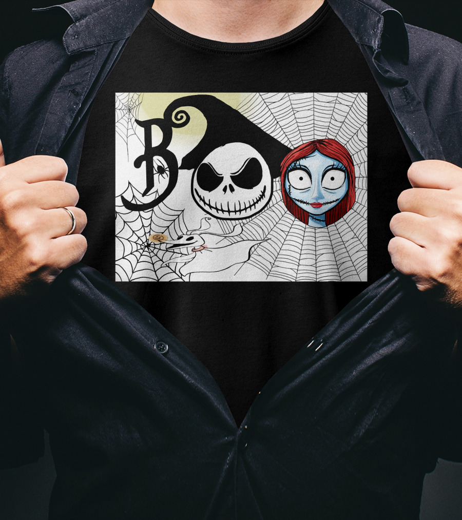 Jack And Sally Boo Halloween Nightmare Web T-Shirt