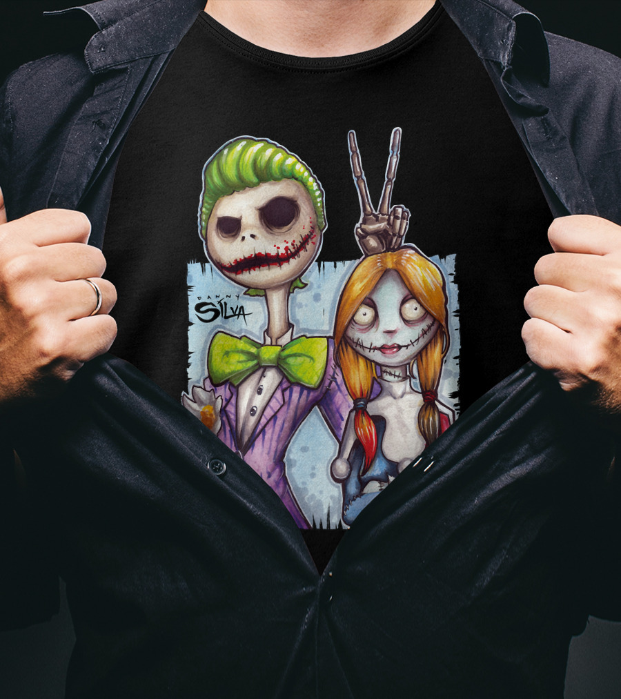 Jack And Sally Danny Silva Art Joker Mashup T-Shirt
