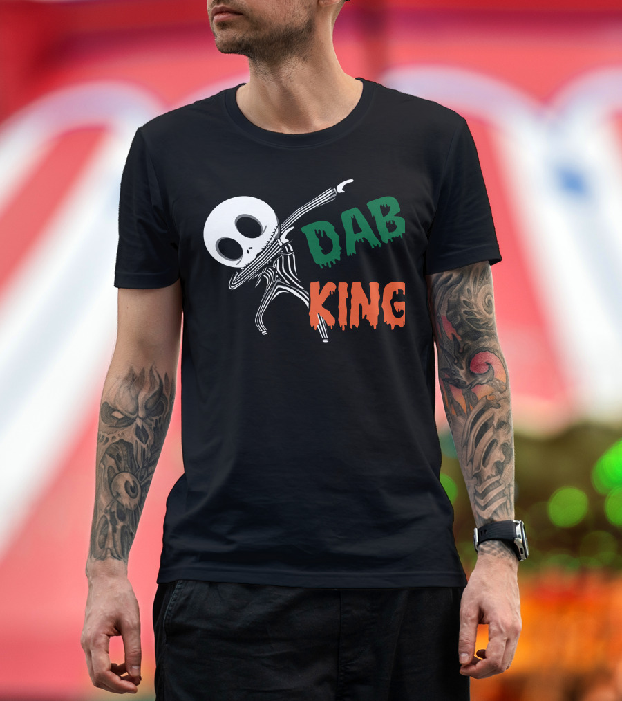Dab King Skeleton Character in Striped Suit T-Shirt