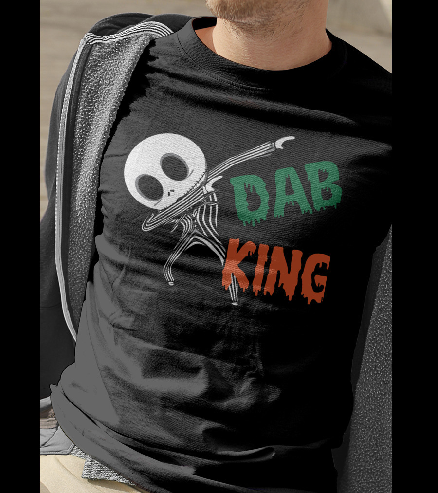 Dab King Skeleton Character In Striped Suit T-Shirt