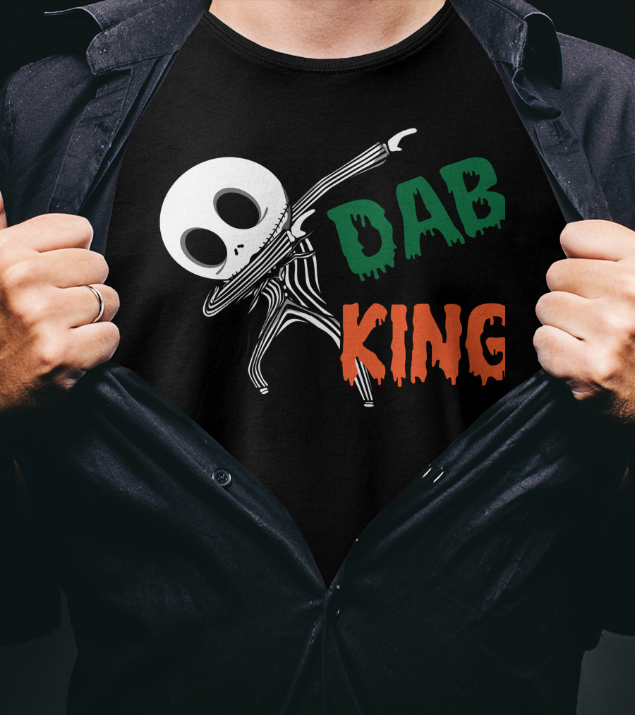 Dab King Skeleton Character In Striped Suit T-Shirt