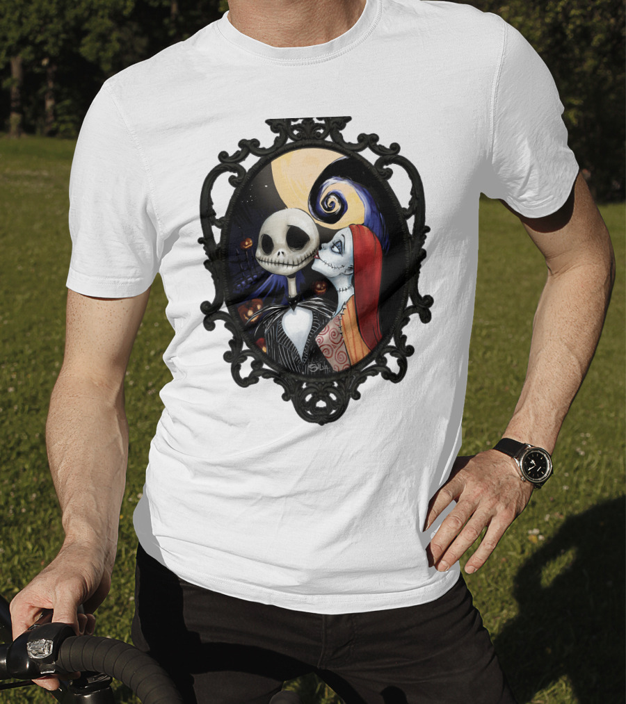 Jack And Sally Nightmare Before Christmas Moonlit Embrace T-Shirt