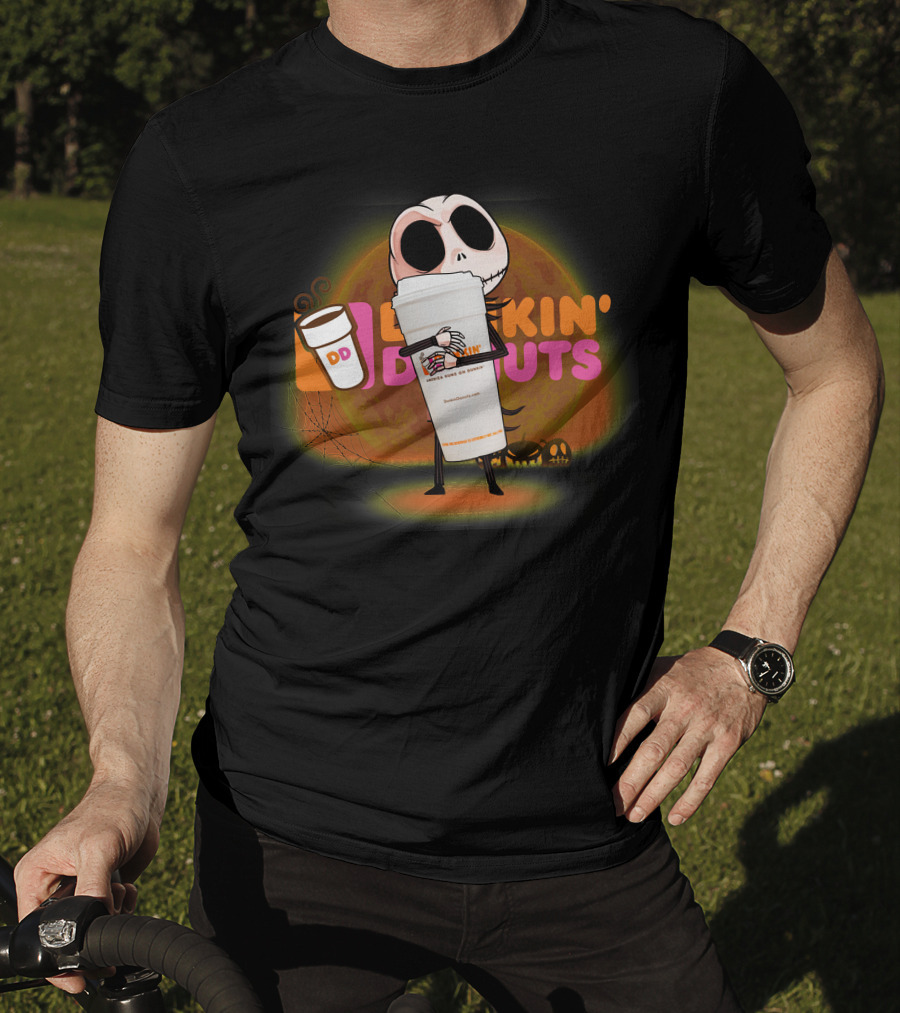 Jack Skellington Dunkin Donuts Halloween Coffee Moon T-Shirt