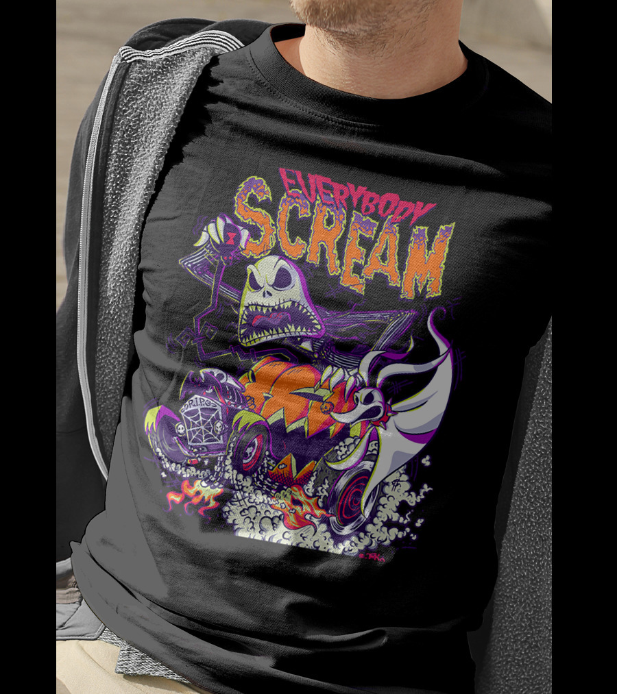 Jack Skellington Everybody Scream Halloween Rides Ghost Dog T-Shirt