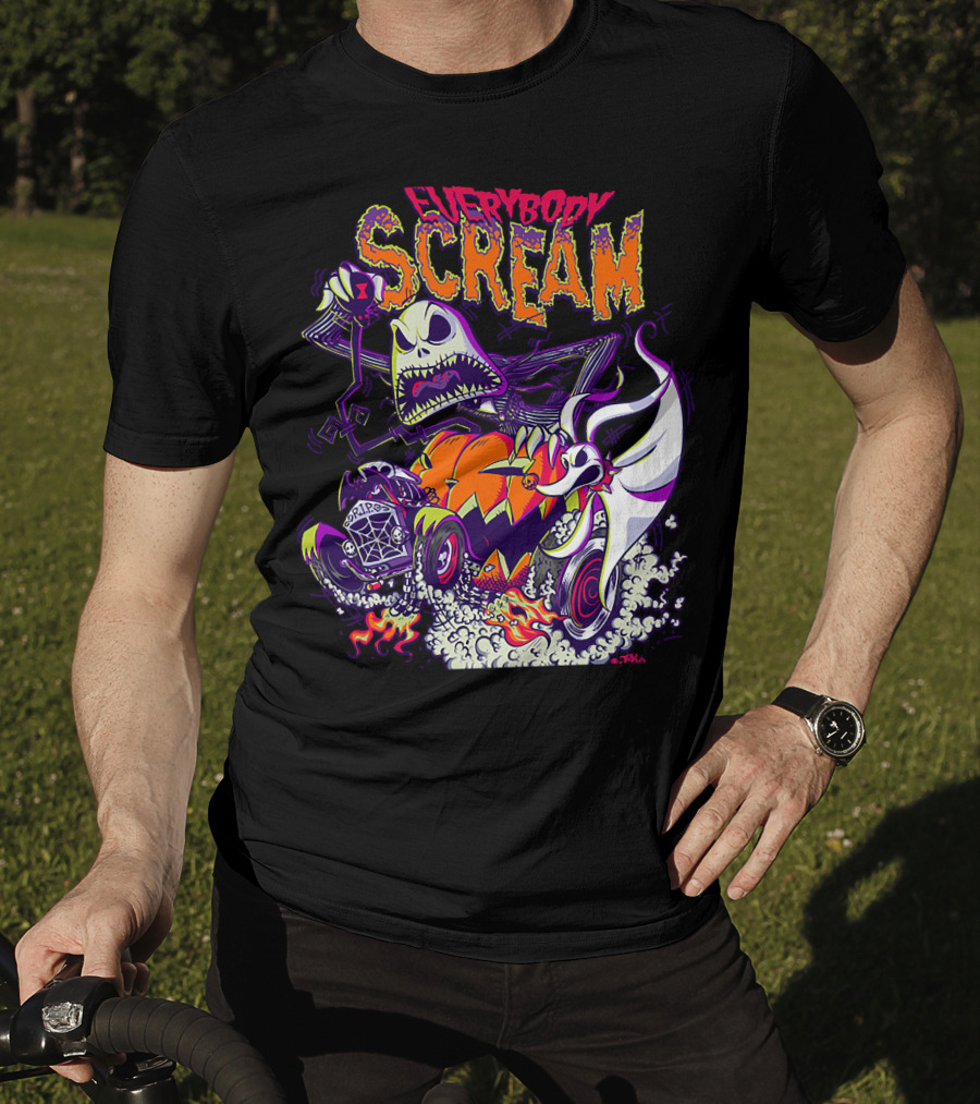 Jack Skellington Everybody Scream Halloween Rides Ghost Dog T-Shirt