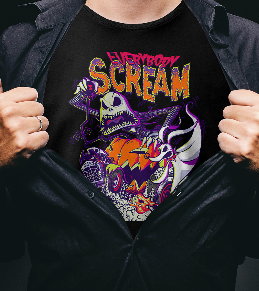 Jack Skellington Everybody Scream Halloween Rides Ghost Dog T-Shirt