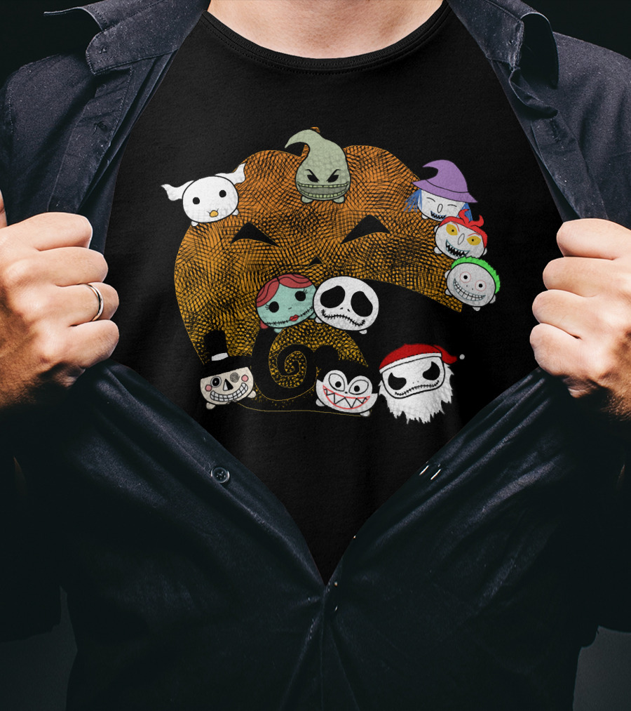 Pumpkin Oogie Boogie Jack Skellington Faces Halloween Characters T-Shirt