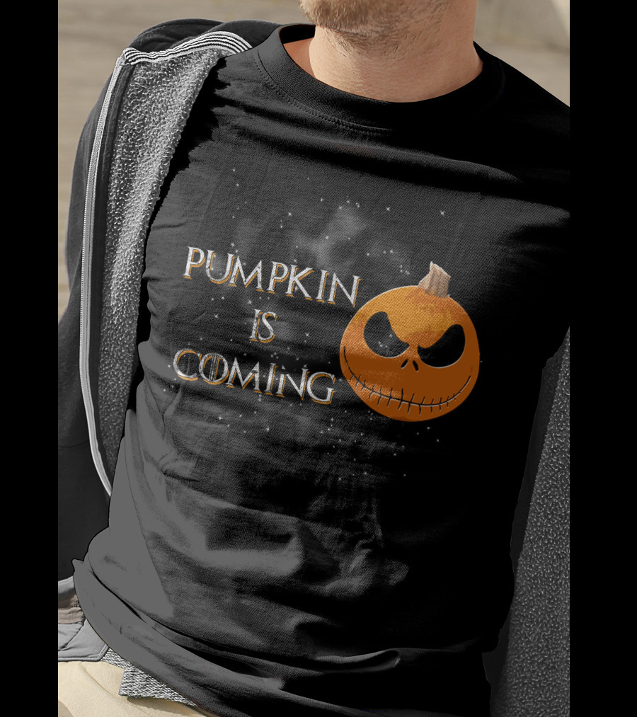 Pumkin Is Coming Halloween Jack-O'-Lantern Face T-Shirt