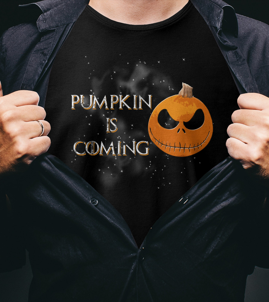 Pumkin Is Coming Halloween Jack-O'-Lantern Face T-Shirt