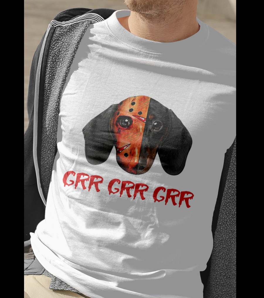 Ch Ch Ch Grr Grr Dachshund Jason Mask Mashup T-Shirt