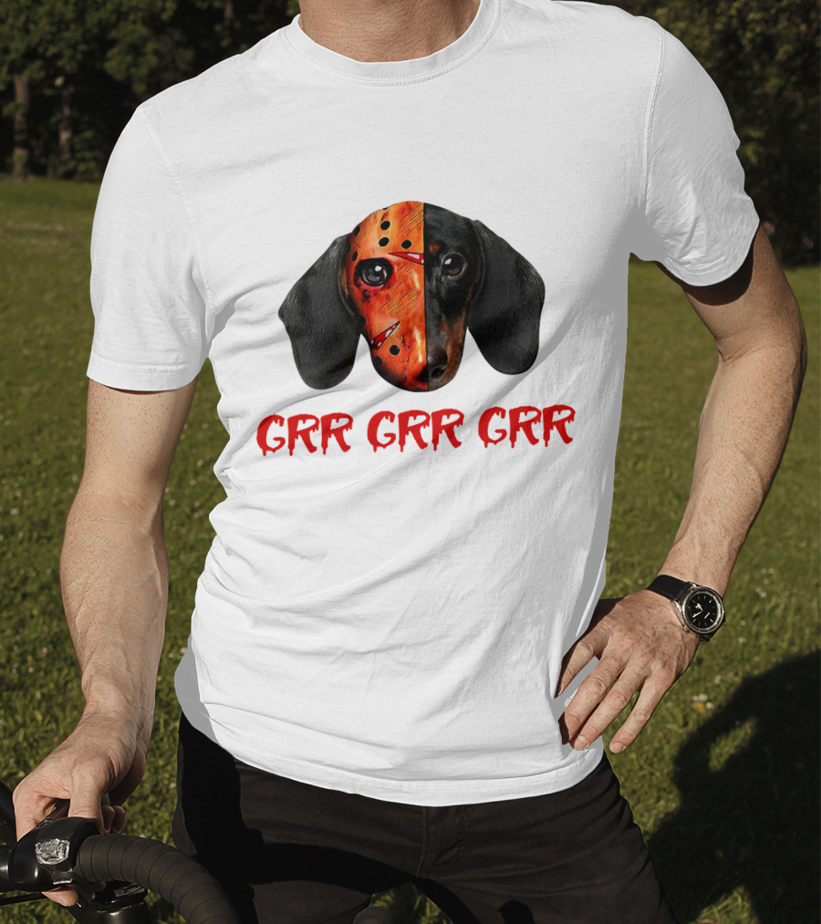 Ch Ch Ch Grr Grr Dachshund Jason Mask Mashup T-Shirt