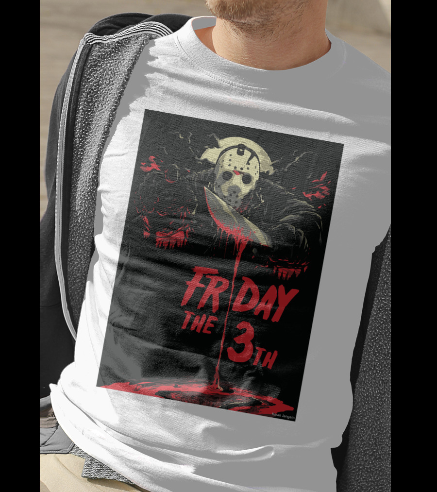 Friday The 13th Jason Mask And Knife Horror Scene T-Shirt