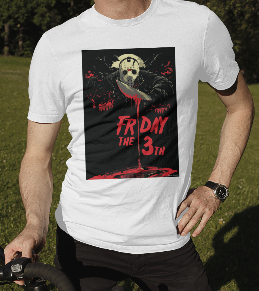 Friday The 13th Jason Mask And Knife Horror Scene T-Shirt