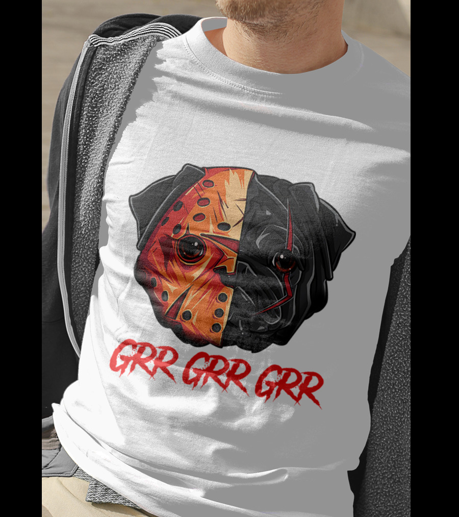 Grr Grr Grr Jason Dog Mask Pug Face T-Shirt
