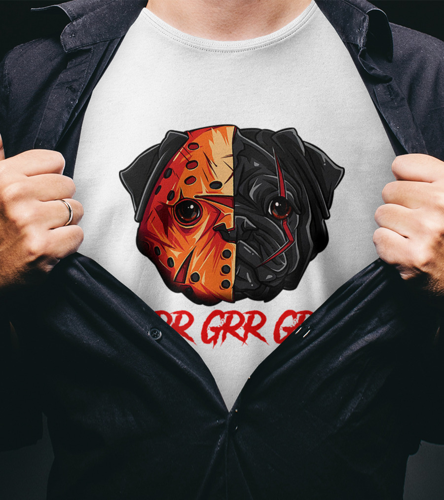 Grr Grr Grr Jason Dog Mask Pug Face T-Shirt