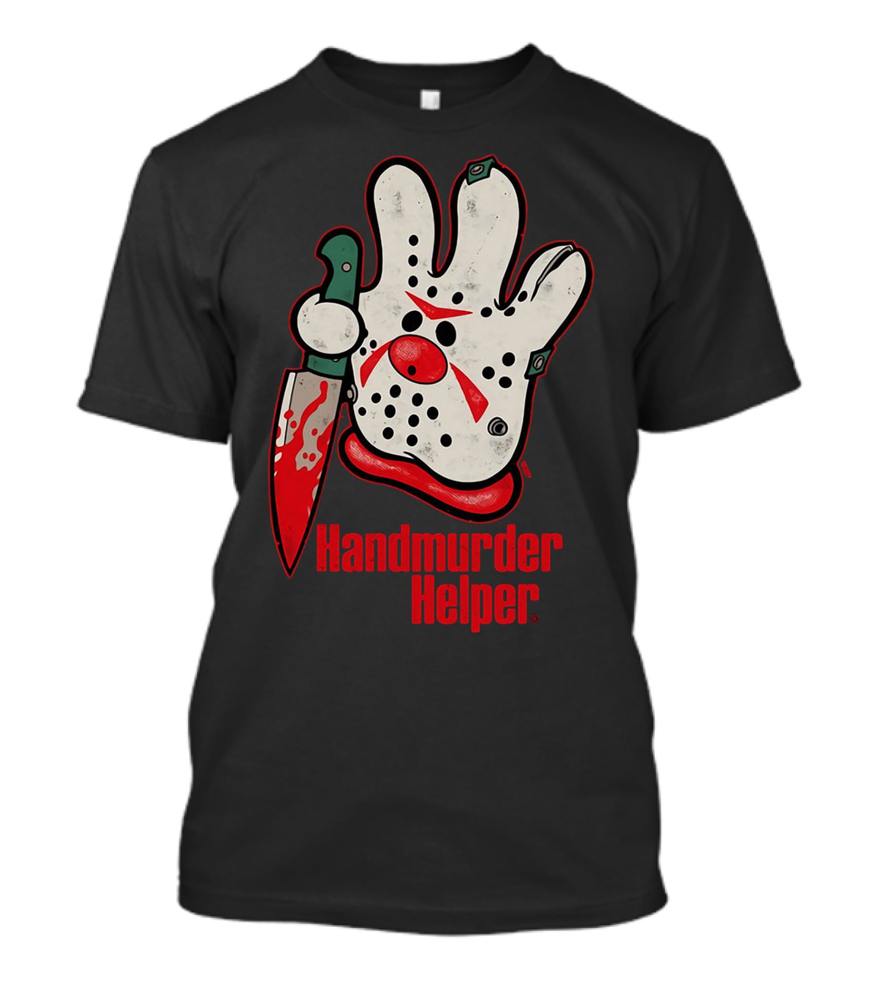 Handmurder Helper Bloody Knife Orange Glove Mask T-Shirt