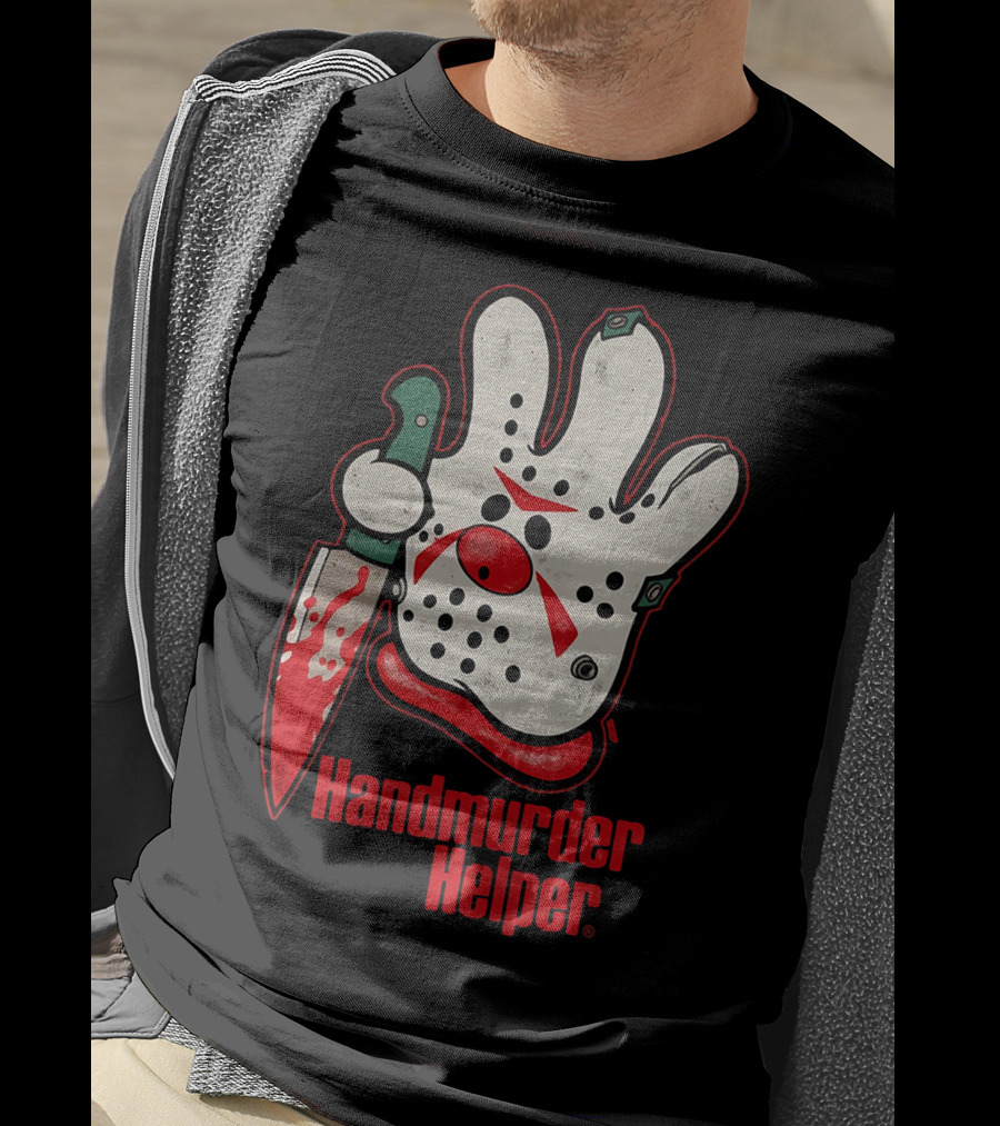 Handmurder Helper Bloody Knife Orange Glove Mask T-Shirt