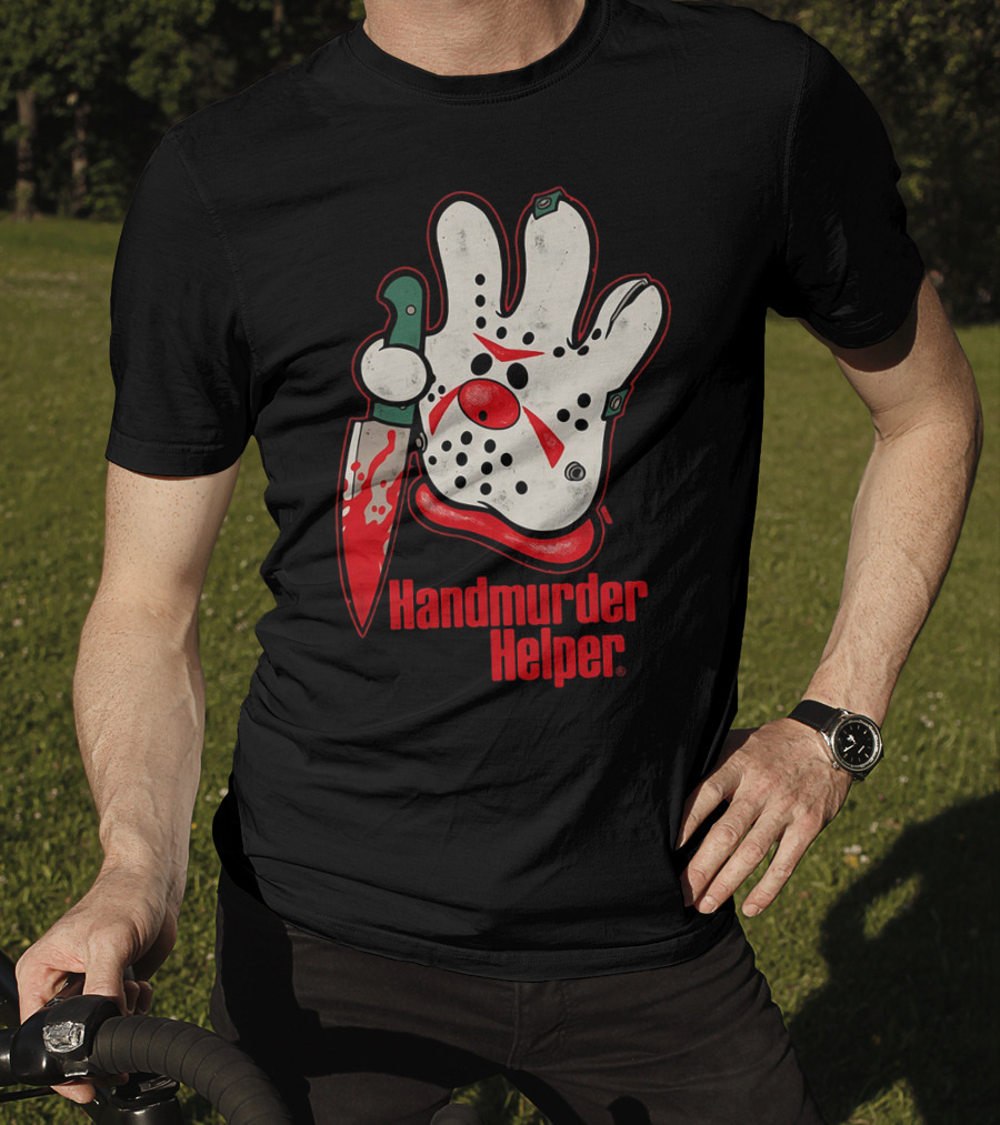 Handmurder Helper Bloody Knife Orange Glove Mask T-Shirt