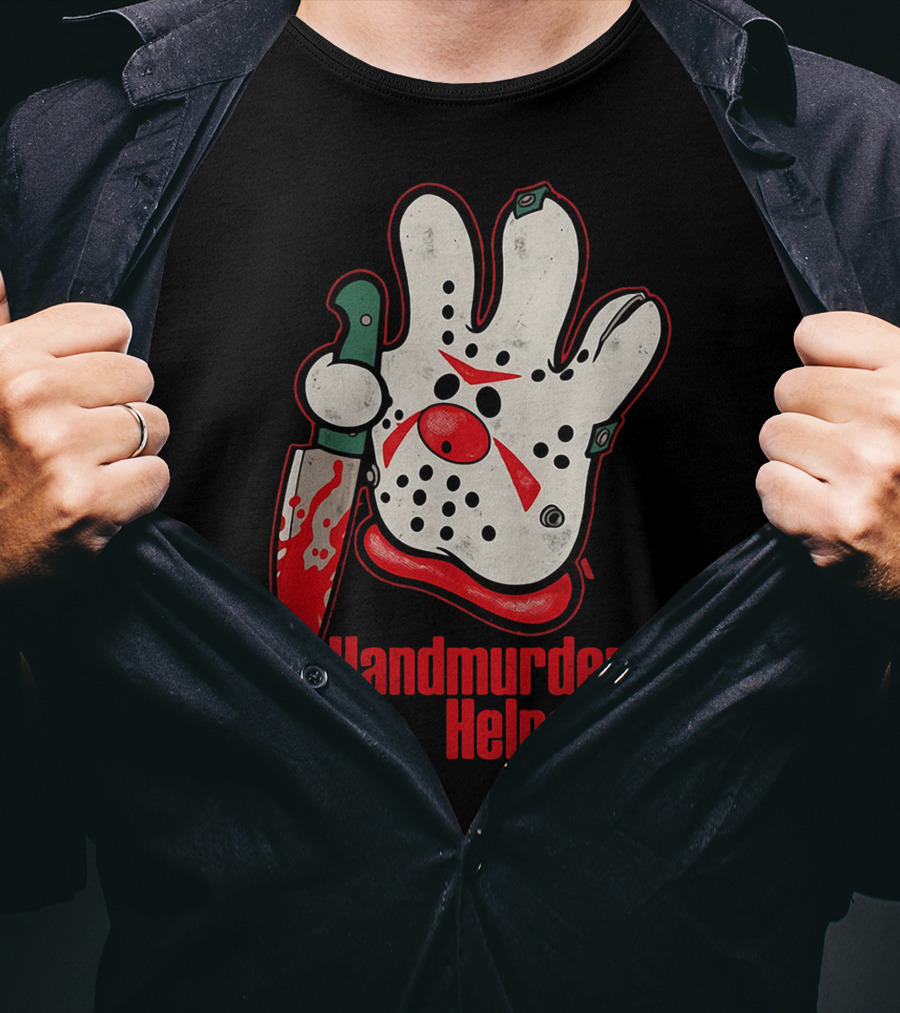Handmurder Helper Bloody Knife Orange Glove Mask T-Shirt