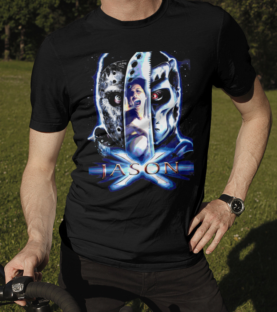Jason X Horror Iconic Mask And Knife T-Shirt