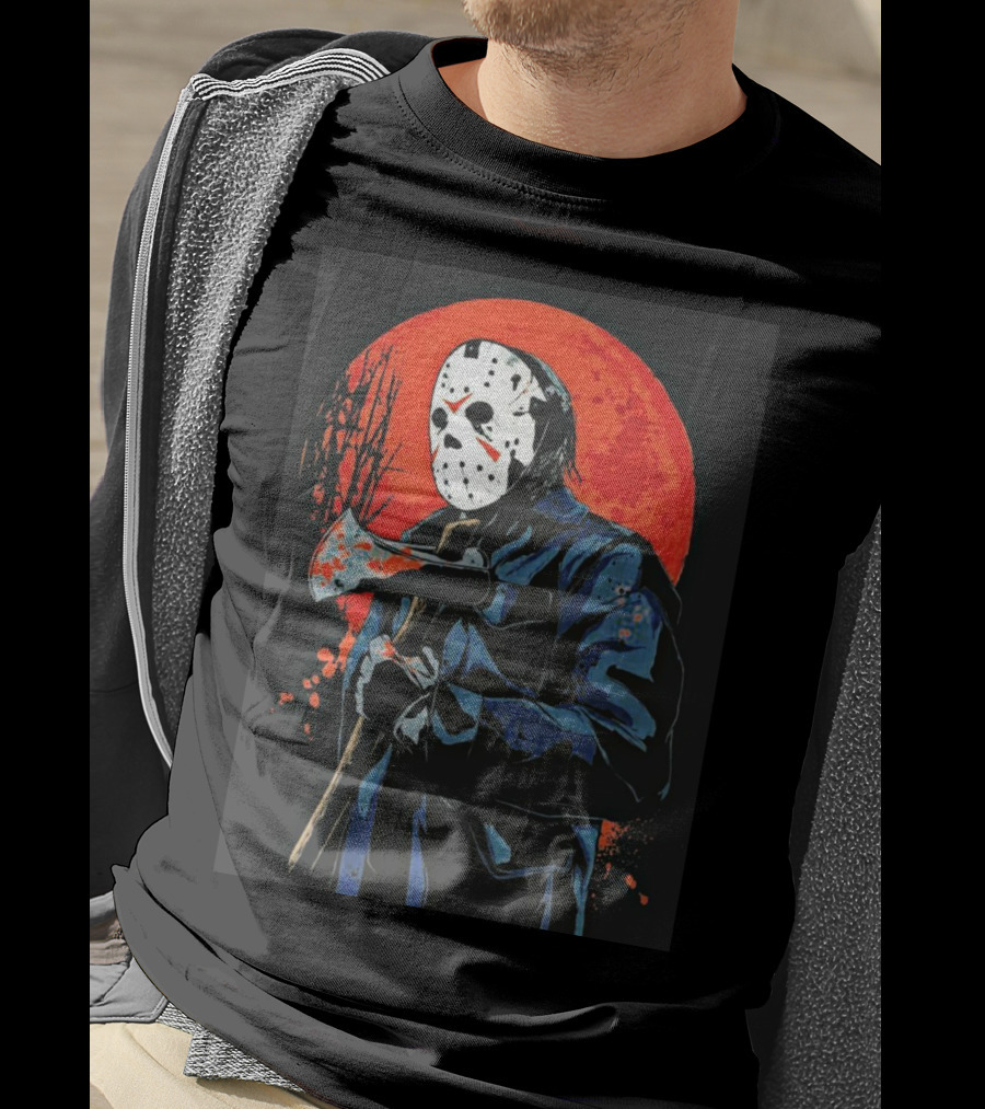 Jason Voorhees Blood Moon Axe Mask Horror T-Shirt