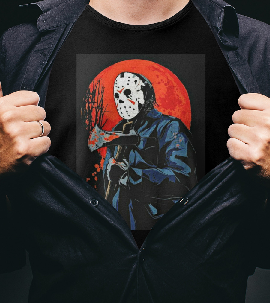 Jason Voorhees Blood Moon Axe Mask Horror T-Shirt