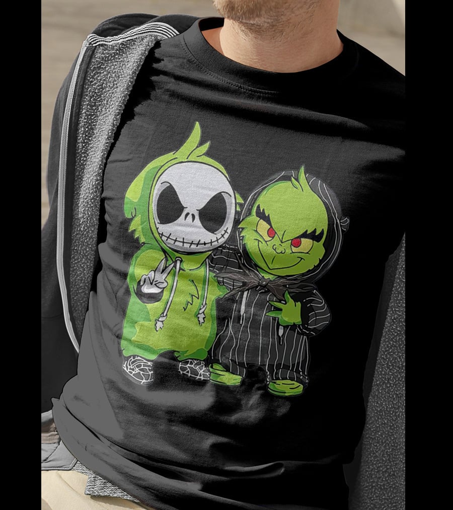 Jack Skellington And Grinch Crossover Hoodie Characters T-Shirt