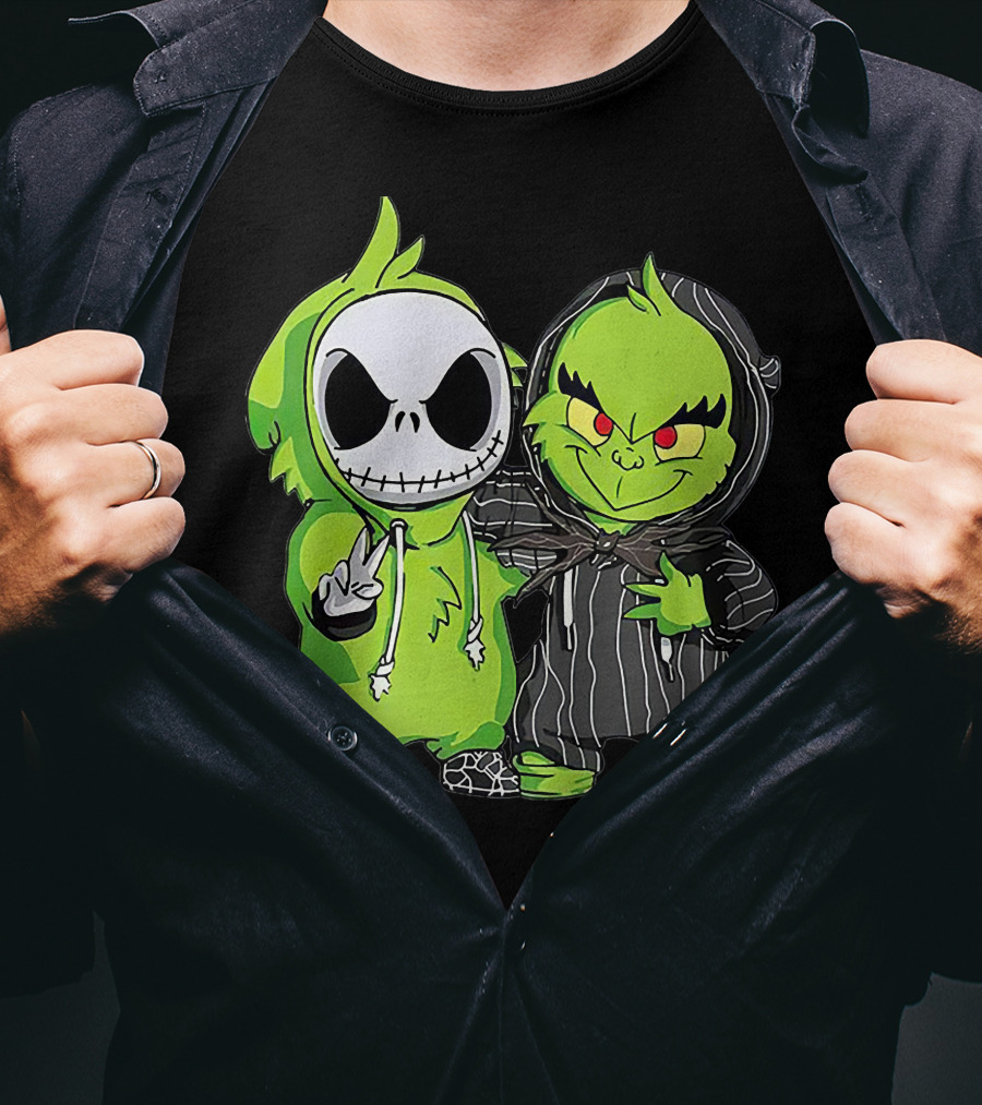 Jack Skellington And Grinch Crossover Hoodie Characters T-Shirt