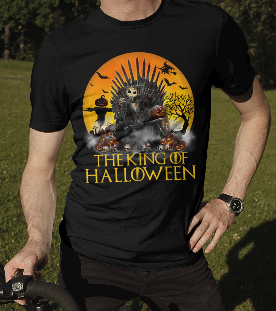 The King Of Halloween Jack Skellington Iron Throne Halloween Scene T-Shirt