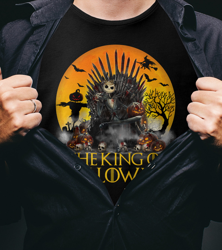 The King Of Halloween Jack Skellington Iron Throne Halloween Scene T-Shirt