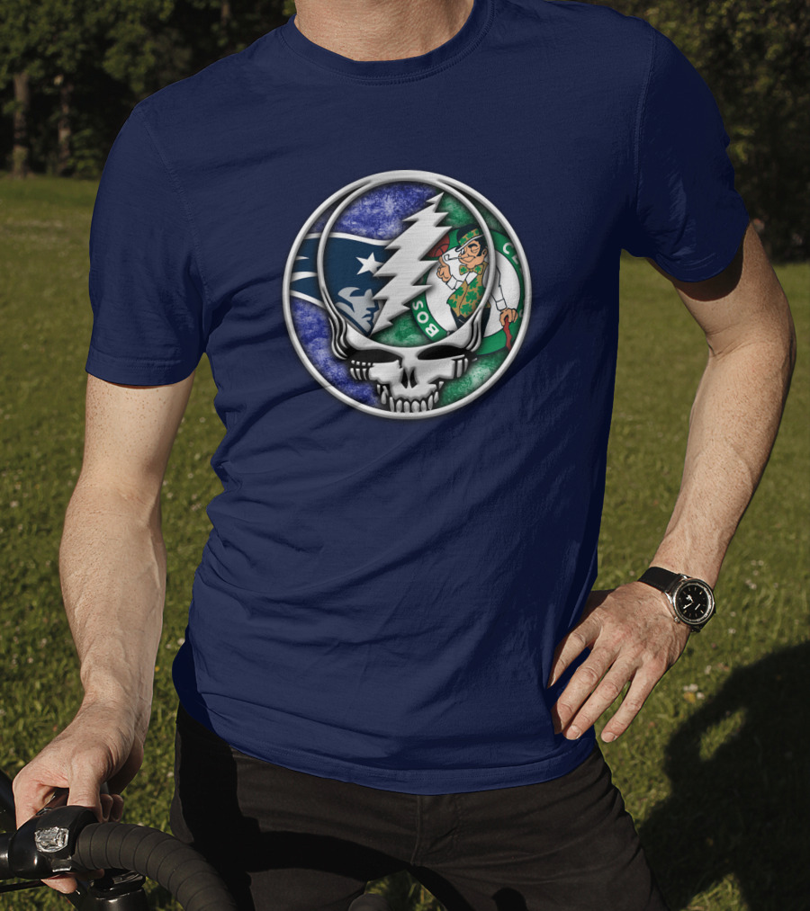 Grateful Dead Steal Your Face Boston Celtics New England Patriots Mashup T-Shirt