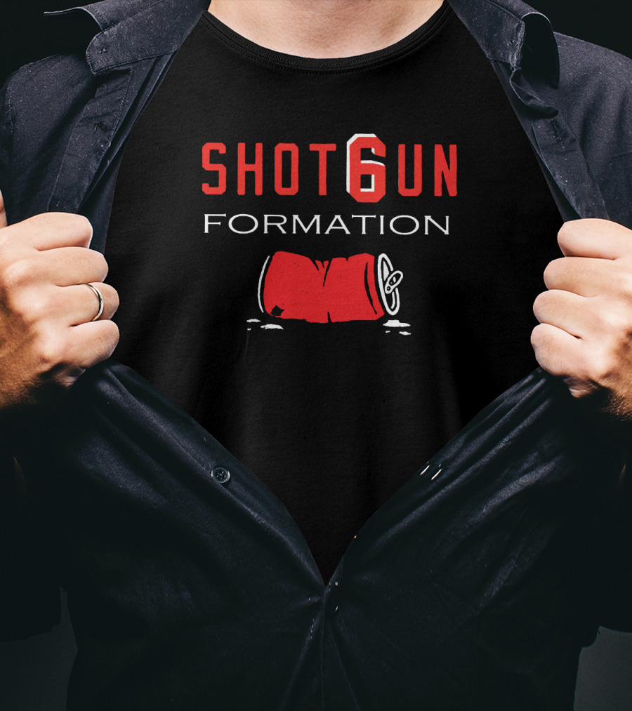 Shotgun Formation Clvbrown Football Cleveland Fan Themed T-Shirt With Beer Can T-Shirt
