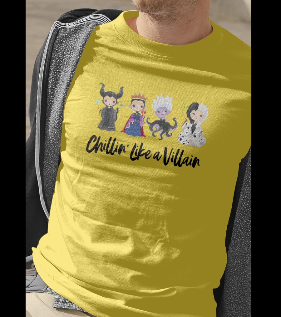 Chillin' Like A Villain With Iconic Style Inspired Characters In Playful Cartoon T-Shirt