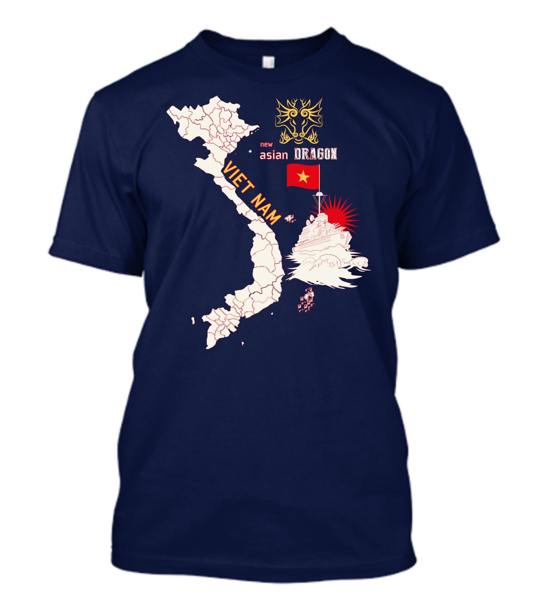 Viet Nam Map New Asian Dragon Flag Ship T-Shirt