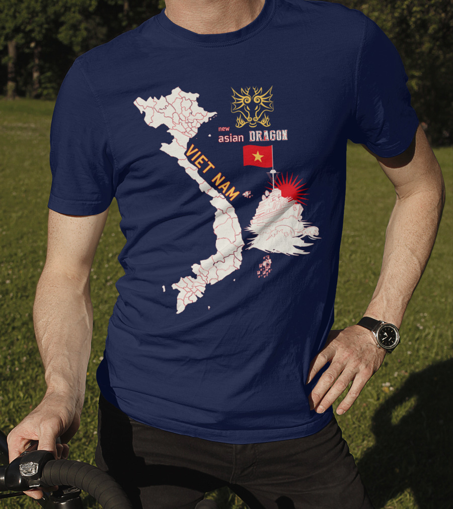Viet Nam Map New Asian Dragon Flag Ship T-Shirt