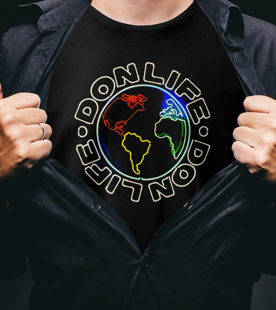 Don Life Neon Globe Earth T-Shirt