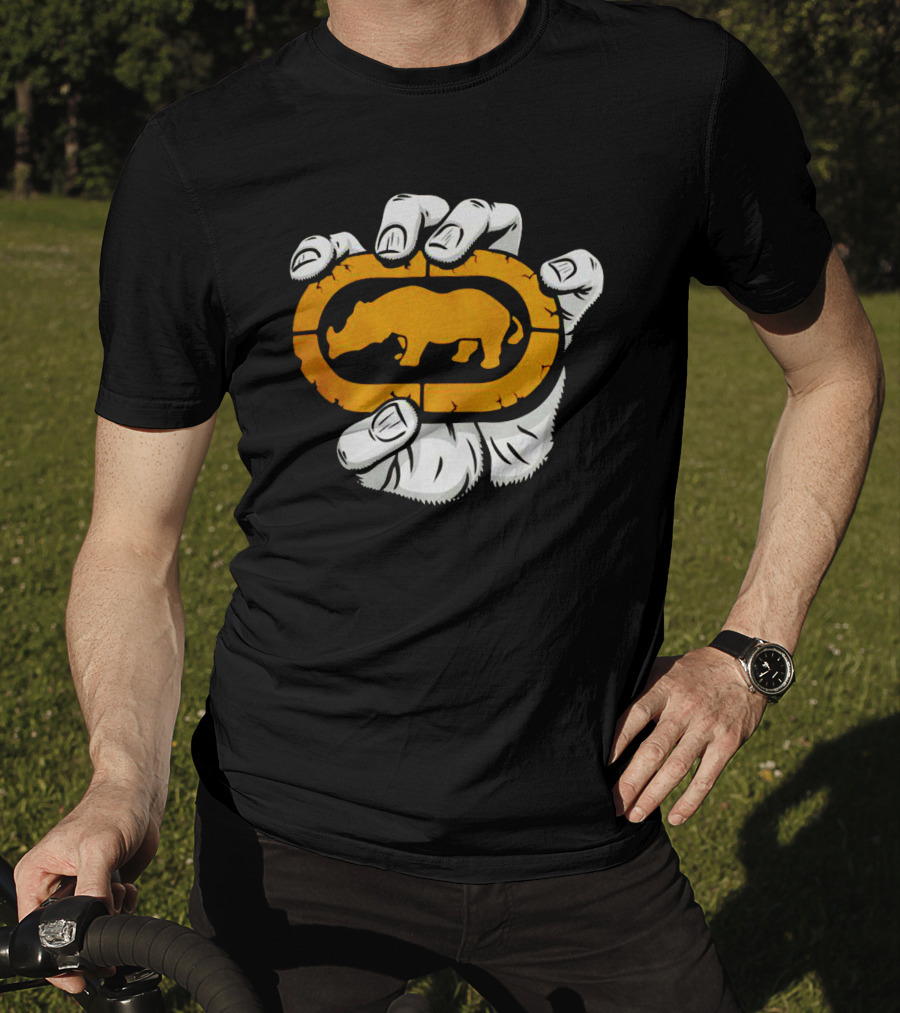 Percko Rhino Emblem Gripped By Cartoon Hand T-Shirt
