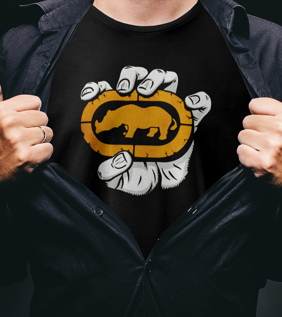 Percko Rhino Emblem Gripped By Cartoon Hand T-Shirt