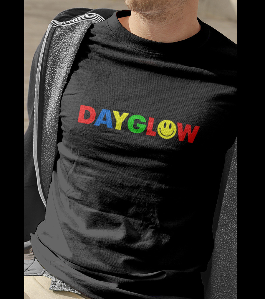 DAYGLOW Colorful Letters With Smiley Face T-Shirt