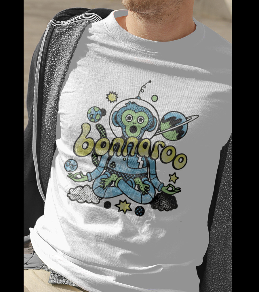 Bonnaroo Cosmic Astronaut Monkey Meditation Planet Space Exploration T-Shirt