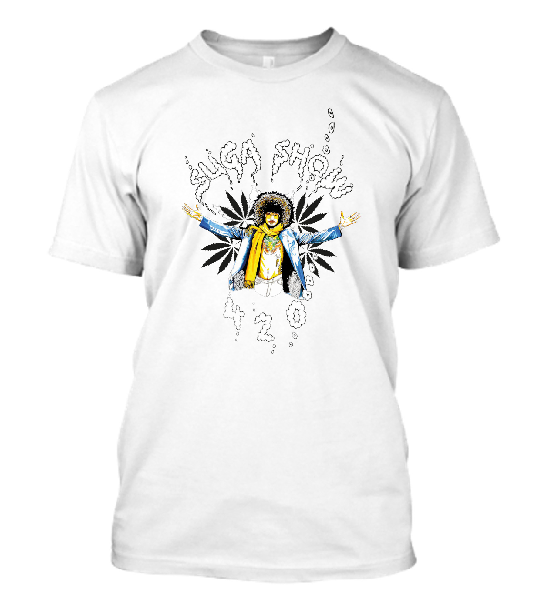 Suga Show 420 Merch Afro Character With Cannabis Leaves T-Shirt