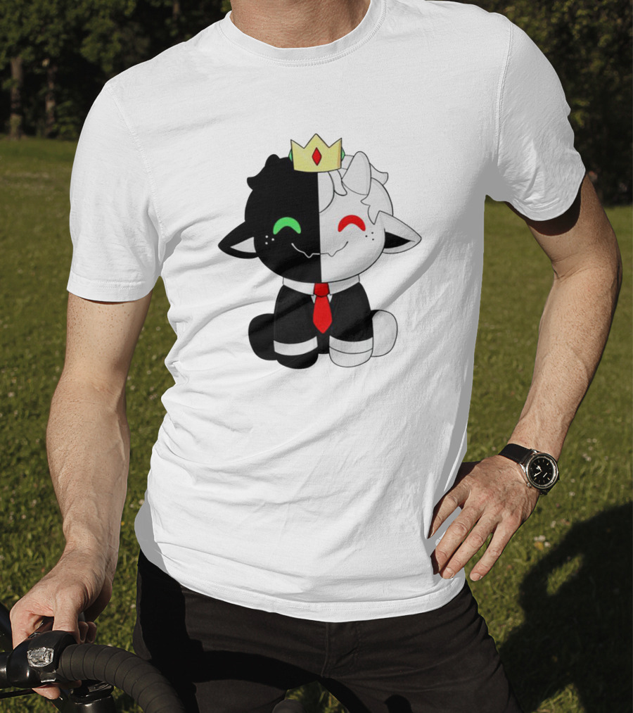 Ranboo Fashion Half Black Half White Crowned Character T-Shirt